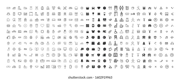 330 Icon outline and black solid bundle collection. vector design