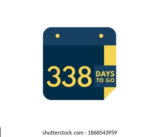338 days to go calendar icon on white background, 338 days countdown, Countdown left days banner image