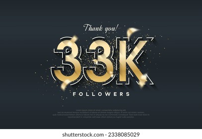 33k followers design with shiny gold color.