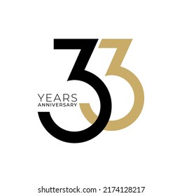 33rd, 33 Year Anniversary Logo, 33 birthday,  Vector Template Design element for birthday, invitation, wedding, jubilee and greeting card illustration.