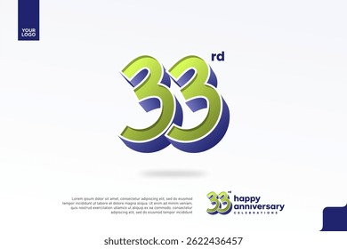 33rd Anniversary 3D Number with Silver Jubilee Design in Pear Green and Violet Blue