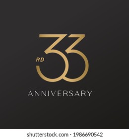 33rd anniversary celebration logotype with elegant number shiny gold design