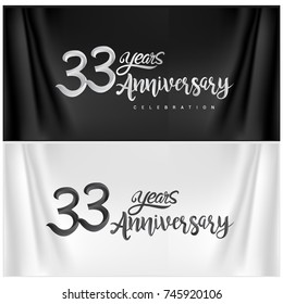 33rd Anniversary Celebration Logotype. Happy Anniversary Calligraphy. Vector Illustration.