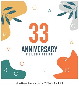 33rd anniversary celebration vector colorful design on white background abstract illustration	