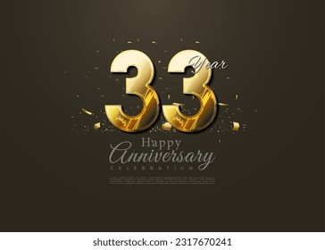 33rd anniversary with fancy textured numbers. vector premium design.