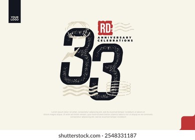 33 aniversario con textura grunge y Formas geométricas abstractas