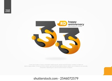 33rd Anniversary icon with water splash