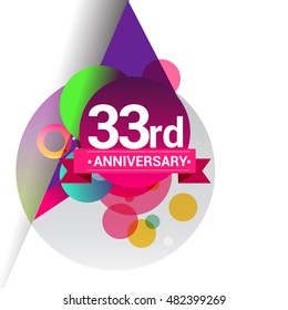 33rd Anniversary logo, Colorful geometric background vector design template elements for your birthday celebration.