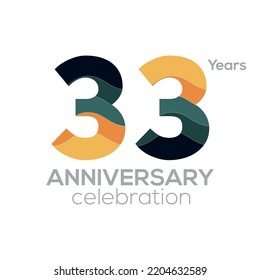 33rd Anniversary Logo Design, Number 33 Icon Vector Template.Minimalist Color Palettes