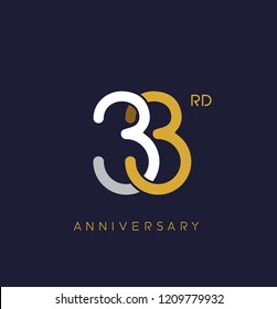 33rd anniversary logo.overlapping number with simple monogram color. vector design for greeting card and invitation card.