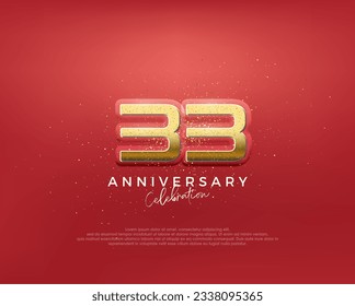 33rd anniversary in luxurious gold color. glitter vector premium. Premium vector for poster, banner, celebration greeting.