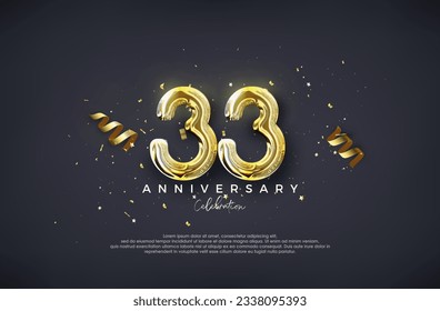 33rd Anniversary. With luxury glossy gold design. Premium vector for poster, banner, celebration greeting.