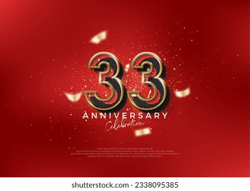 33rd Anniversary number. To celebrate birthday with bold red concept. Premium vector for poster, banner, celebration greeting.