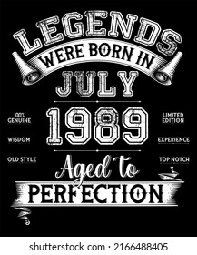 33rd Birthday Vintage Legends Were Born In July 1989 33 Years Old
