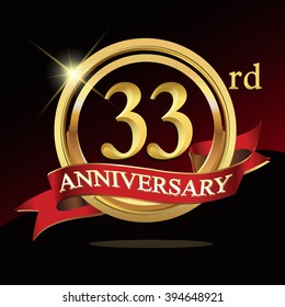 33rd golden anniversary logo. with ring and ribbon.