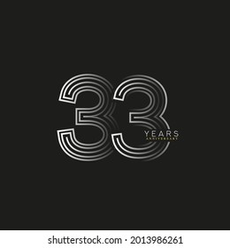 33rd years anniversary celebration logotype with linked number black and white. Simple and modern design, vector design for anniversary celebration.