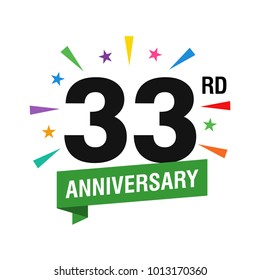 33rd Years Anniversary Logo Design Vector. Modern Illustration