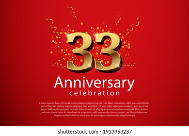 33th anniversary background with 3D number illustration