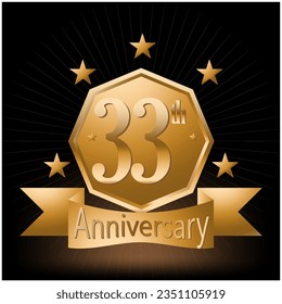 33th Anniversary Celebration Logo Vector