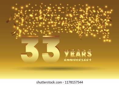 33th Anniversary gold numbers. background for anniversary
