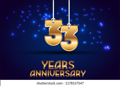 33th Anniversary gold numbers. background for anniversary