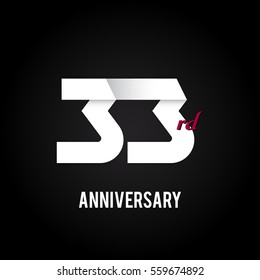33th Anniversary  Logo Celebration, Flat Design Isolated on Black Background