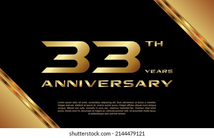 Logotipo del 33° Aniversario. Diseño de planilla de celebración del aniversario para folletos, folletos, revistas, afiches de folletos, banner, web, invitación o tarjeta de saludo. Ilustraciones vectoriales.