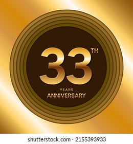 Logotipo del 33° Aniversario. Diseño de planilla de celebración del aniversario para folletos, folletos, revistas, afiches de folletos, banner, web, invitación o tarjeta de saludo. Ilustraciones vectoriales.