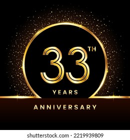 33th Anniversary Logotype. Golden Anniversary template design for celebration event, invitation card, greeting card, flyer, banner, poster, double line logo, vector illustration