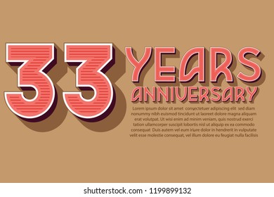 33th Anniversary numbers. background for anniversary