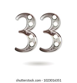 33th silver anniversary logo, ten years birthday celebration solated on white background