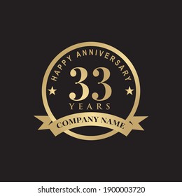 33th year anniversary logo design vector template