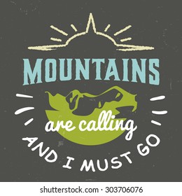 
33TheMountains Vintage retro t shirt apparel tee fashion print textured graphic design. Typographic badge label logo emblem sign. Mountains symbol, vector illustration isolated on dark background
