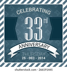 33trd Anniversary poster / stamp/ template design in retro style - Vector Background
