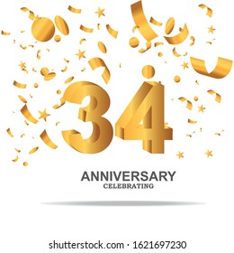 34 anniversary celebration vector concept template design