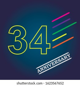 34 anniversary celebration vector concept template design illustration