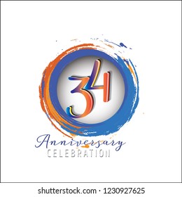 34 Anniversary light orange blue