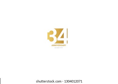 34 Anniversary Minimalist Logo 34 Jubilee Stock Vector (Royalty Free ...