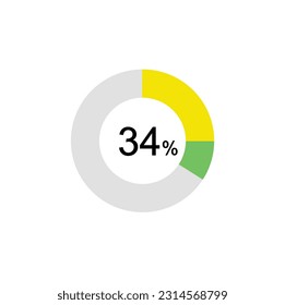 34% circle diagrams Infographics vector, 34 Percentage ready to use for web design.