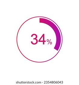 34% circle diagrams Infographics vector, 34 Percentage diagrams, pie chart for Your documents, reports