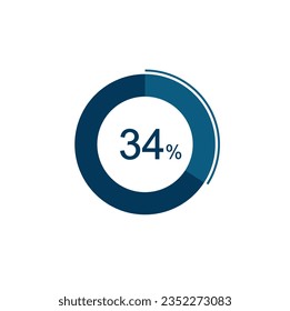34% Circle loading icon template. 34 percent Update or loading symbol.