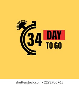 34 days to go last countdown icon. treaty four days go sale price offer promo deal timer, 34 day only, Countdown left days banner. count time sale. Vector illustration, number of days left badge