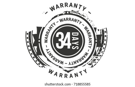 34 days warranty icon vintage rubber stamp guarantee