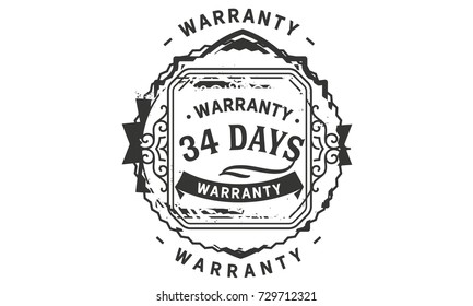 34 days warranty icon vintage rubber stamp guarantee