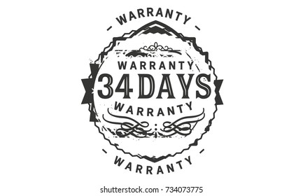 34 days warranty icon vintage rubber stamp guarantee
