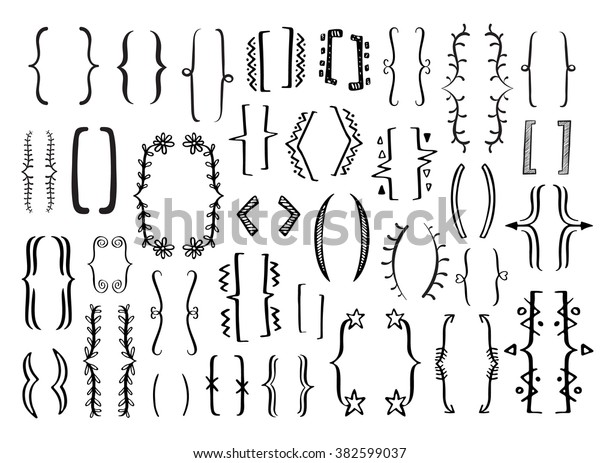 Vector De Stock (libre De Regalías) Sobre 34 Corchetes Dibujados A Mano ...