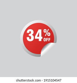 34 discount, Sales Vector badges for Labels, , Stickers, Banners, Tags, Web Stickers, New offer. Discount origami sign banner