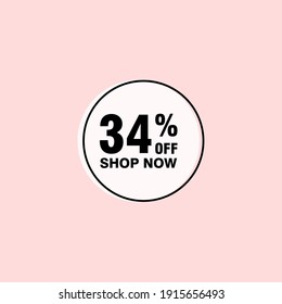 34 discount, Sales Vector badges for Labels, , Stickers, Banners, Tags, Web Stickers, New offer. Discount origami sign banner