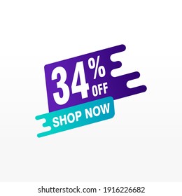 34 descuento, distintivos de vectores de venta para etiquetas, , pegatinas, banners, etiquetas, etiquetas, etiquetas web, nueva oferta. Banner de signo de origami de descuento
