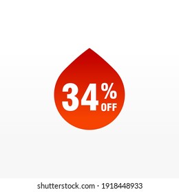 34 discount, Sales Vector badges for Labels, , Stickers, Banners, Tags, Web Stickers, New offer. Discount origami sign banner